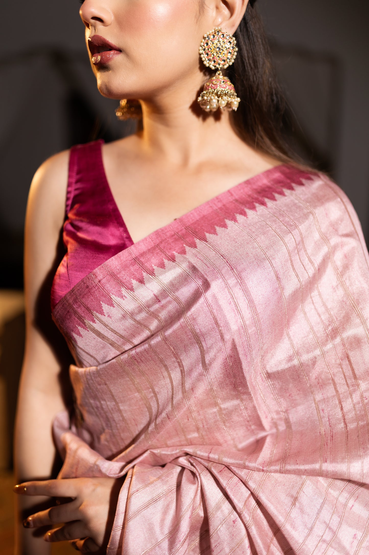 Tussar french knot saree