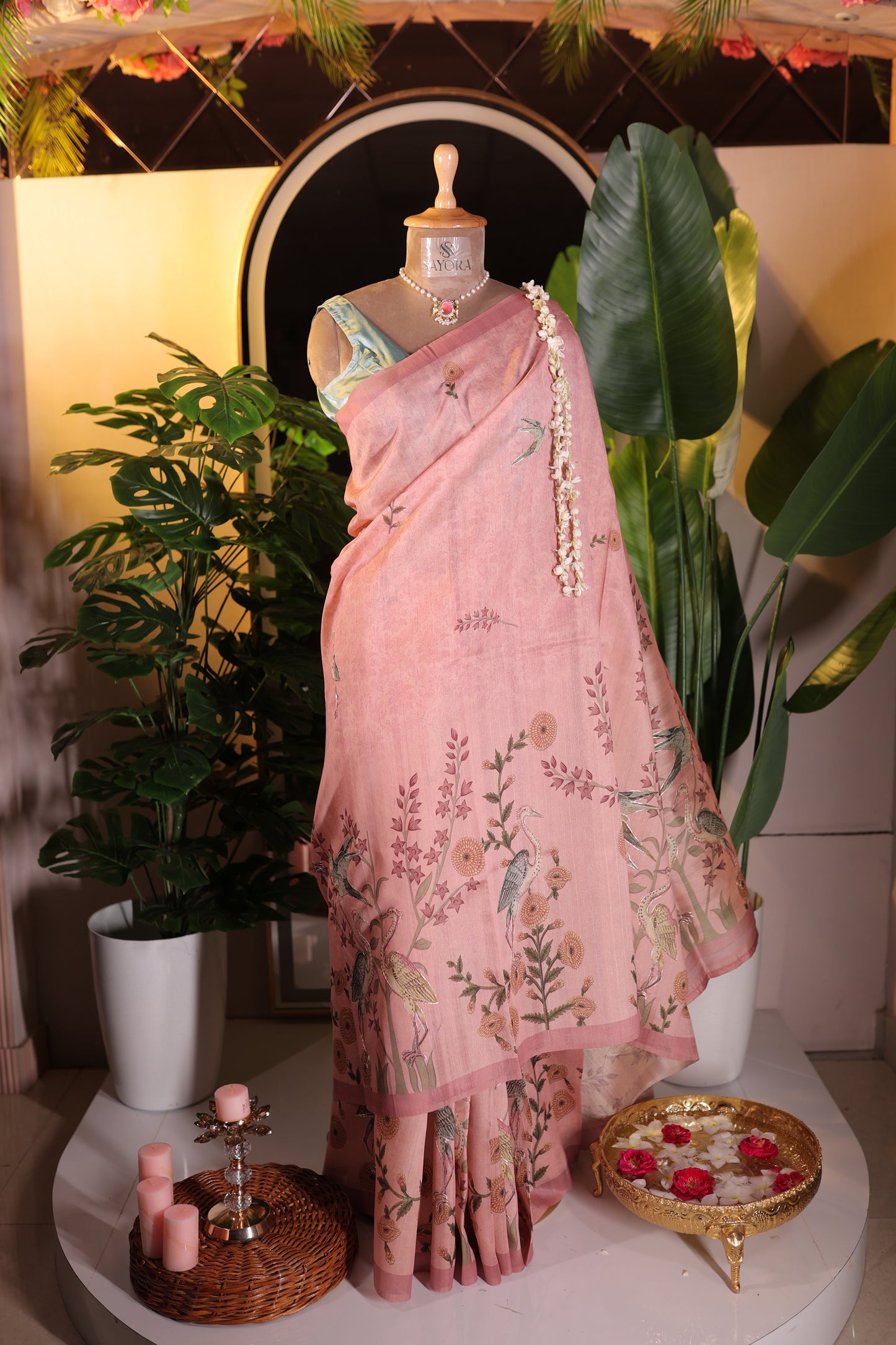 Tussar flamingo saree
