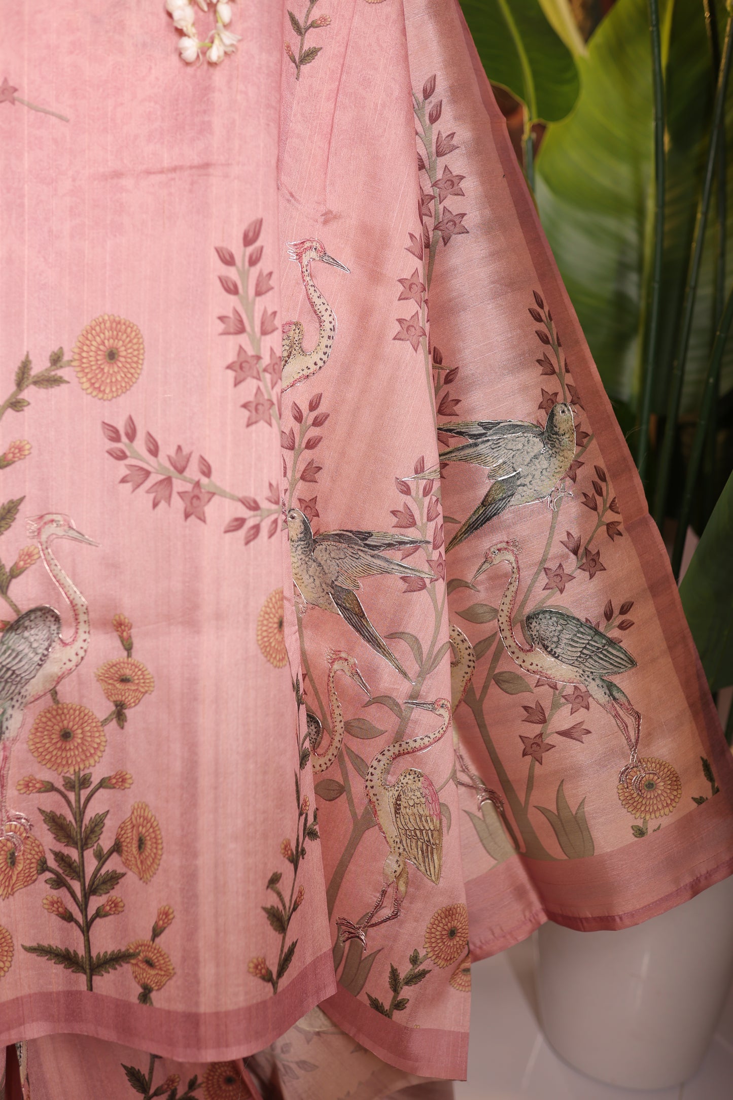 Tussar flamingo saree