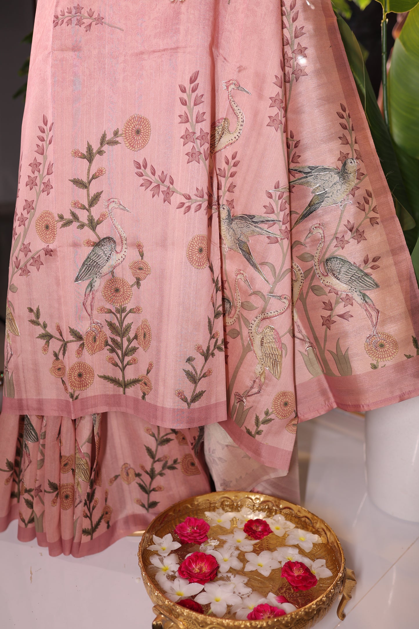 Tussar flamingo saree
