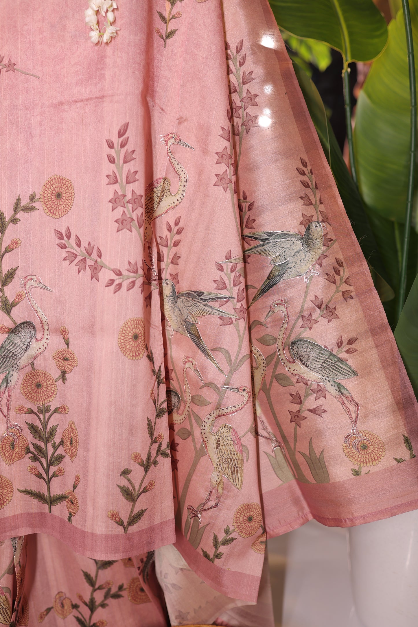 Tussar flamingo saree