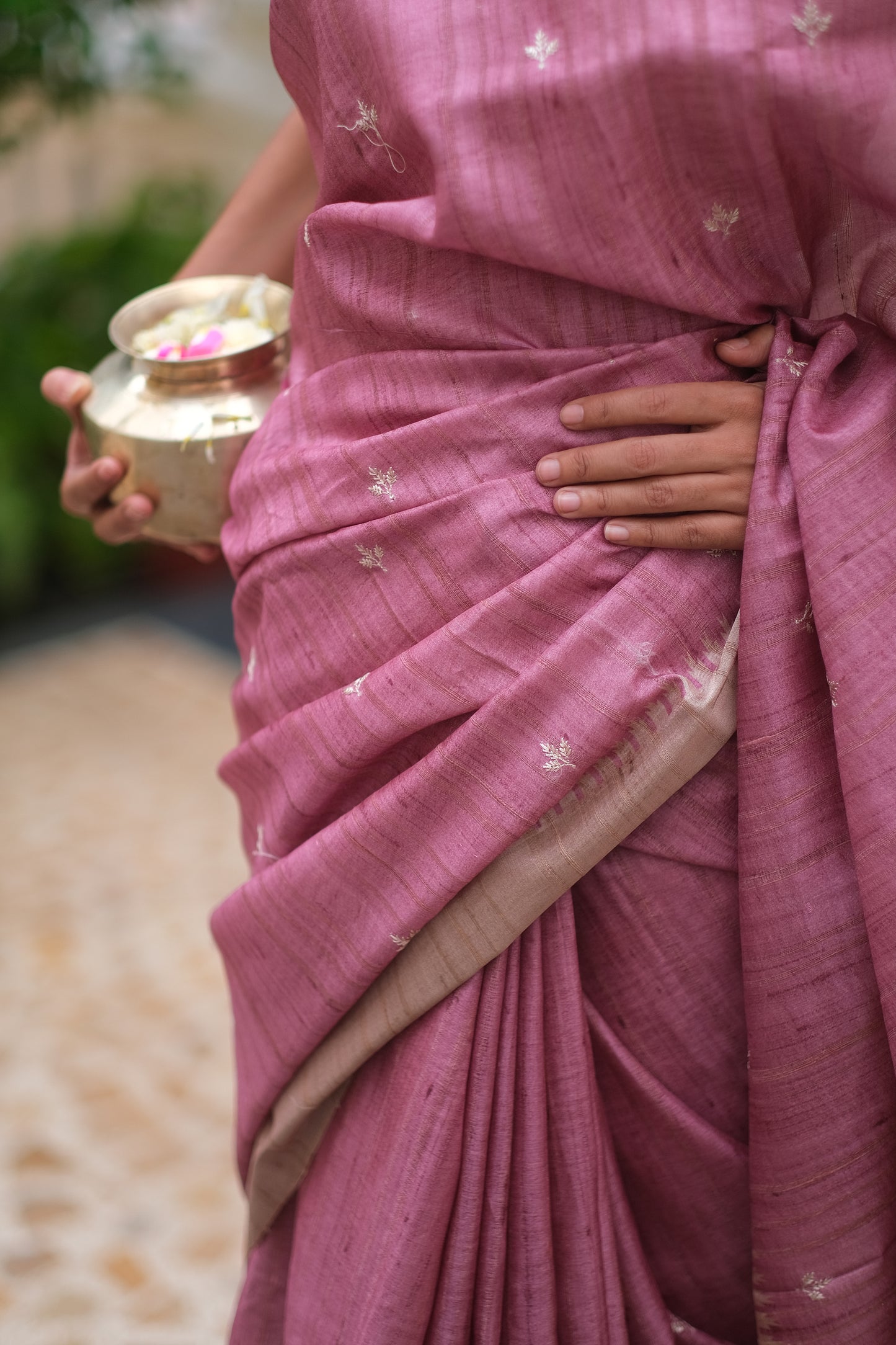 Tussar cutwork border saree