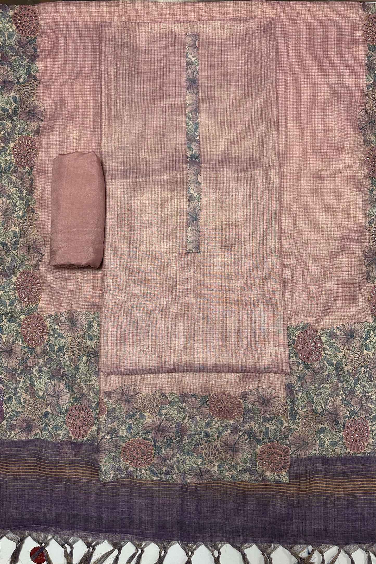 Checked Mauve 3 Piece Unstitched suit
