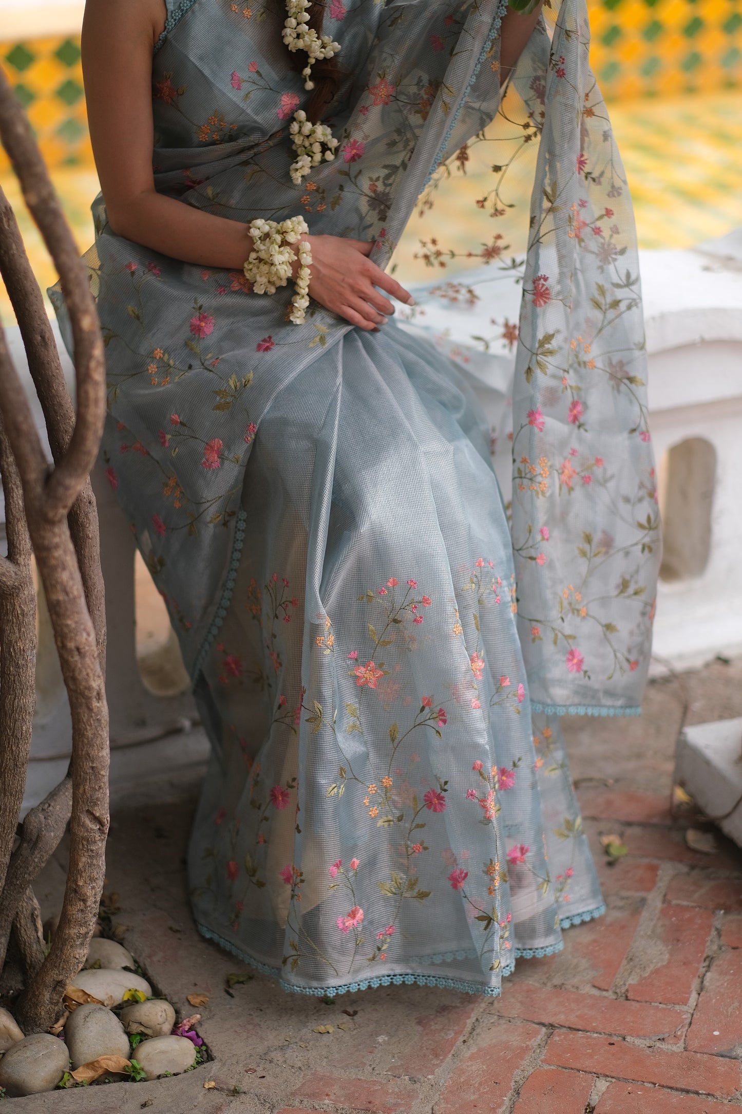 Tissue net saree
