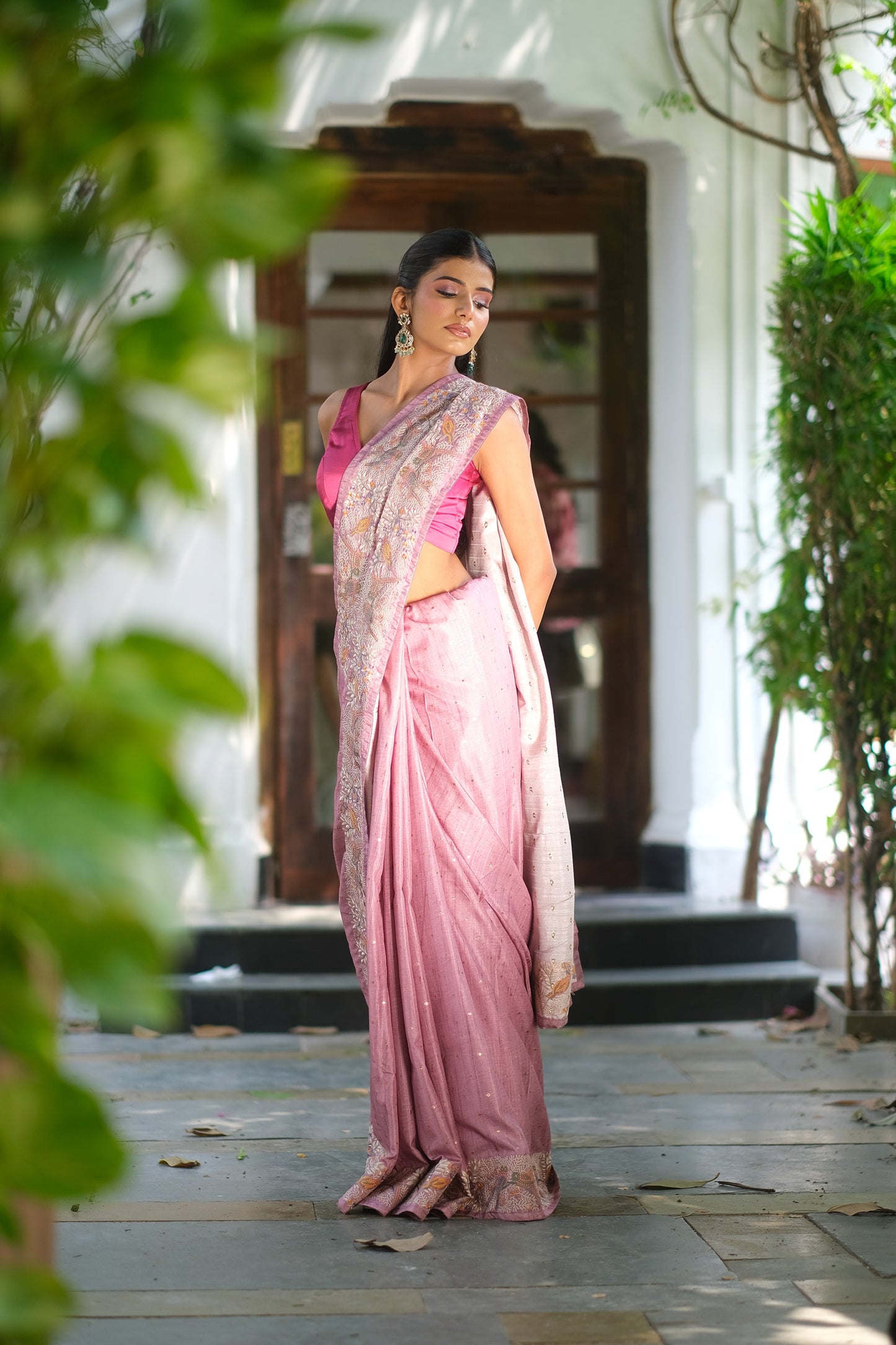 Tussar Embroidery saree