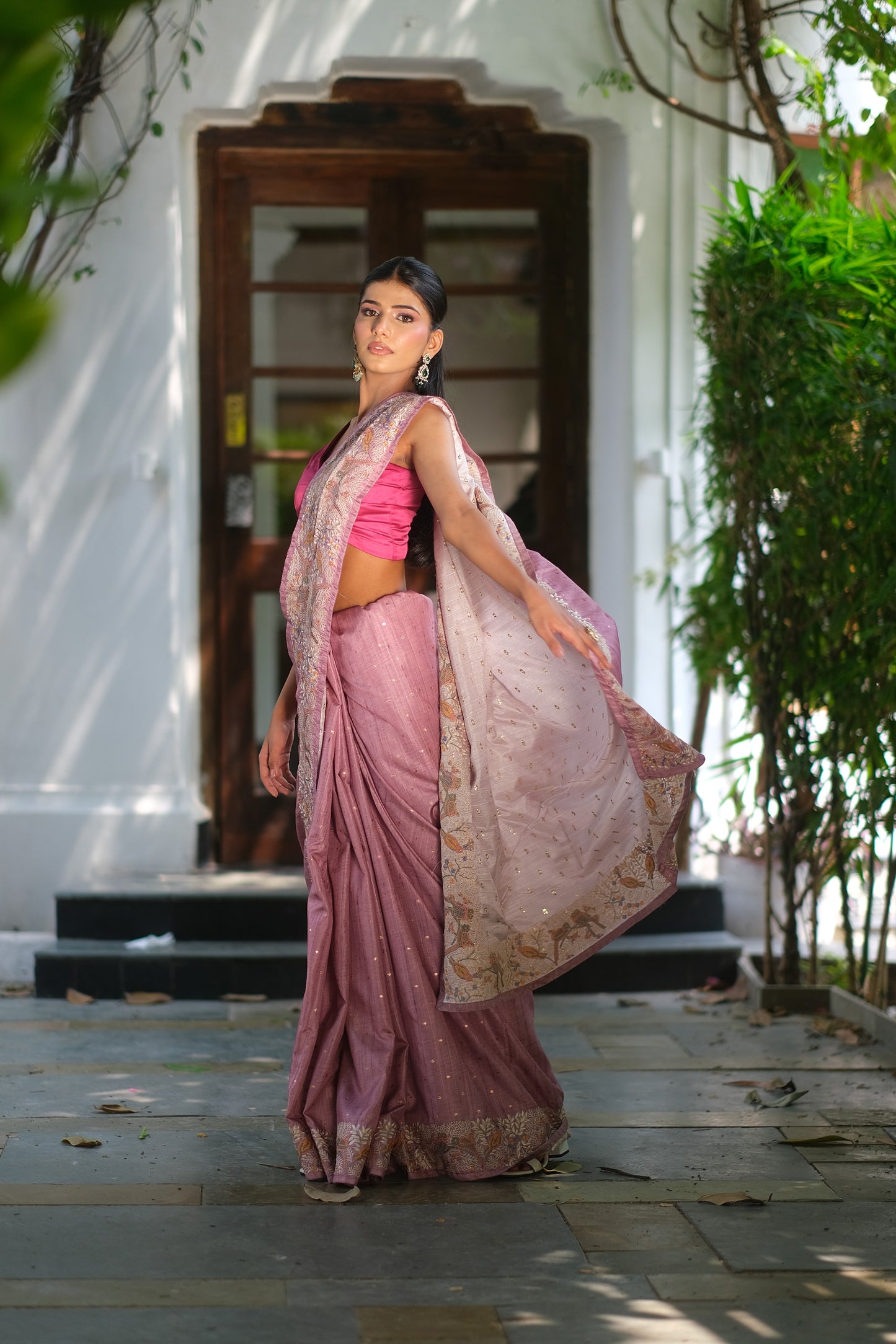 Tussar Embroidery saree