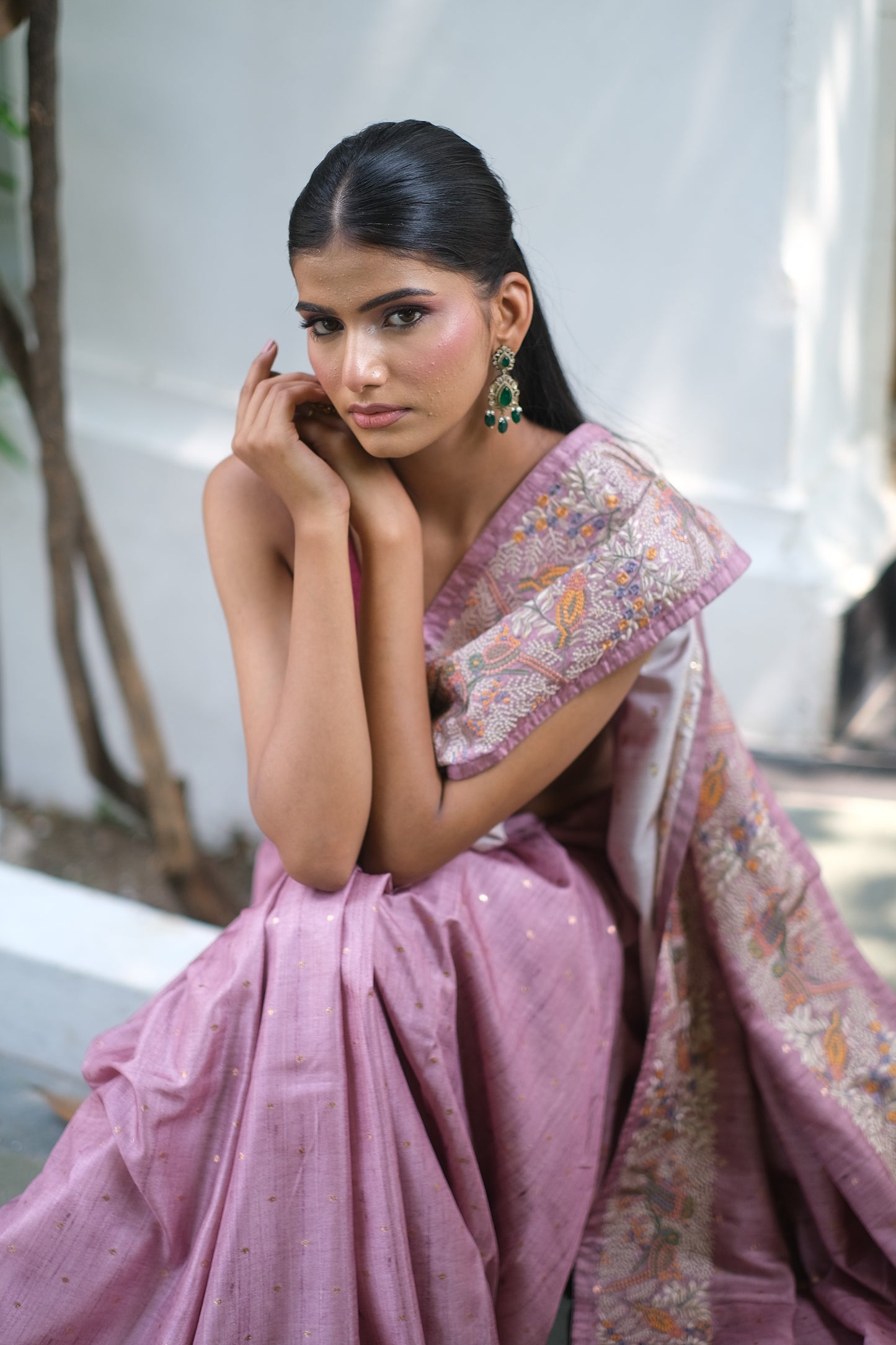 Tussar Embroidery saree