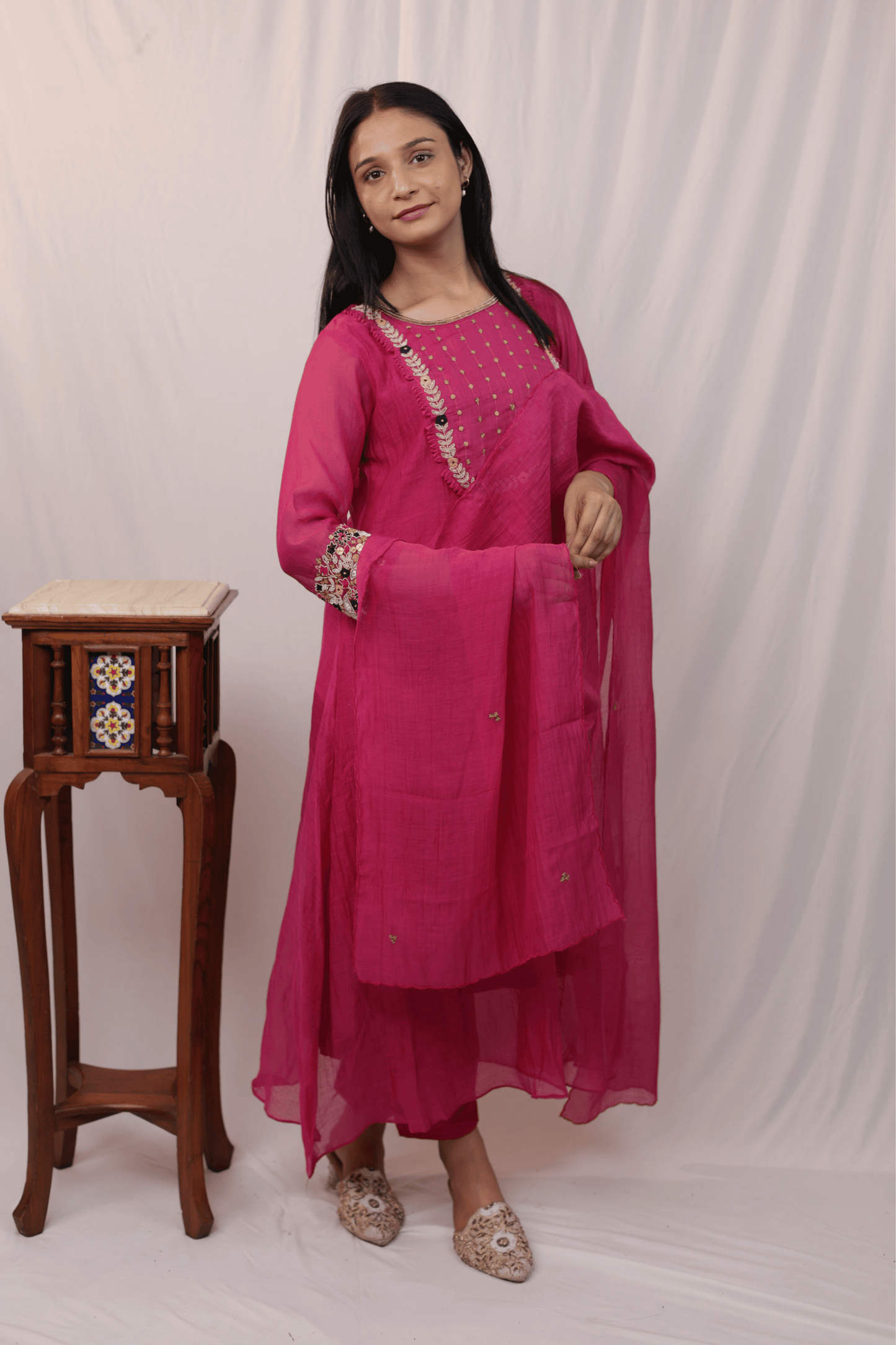 Gulabi charm handwork special Mulchanderi suit