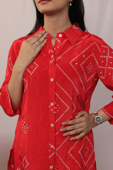 Mirror work bandhni style designer Co-ord set