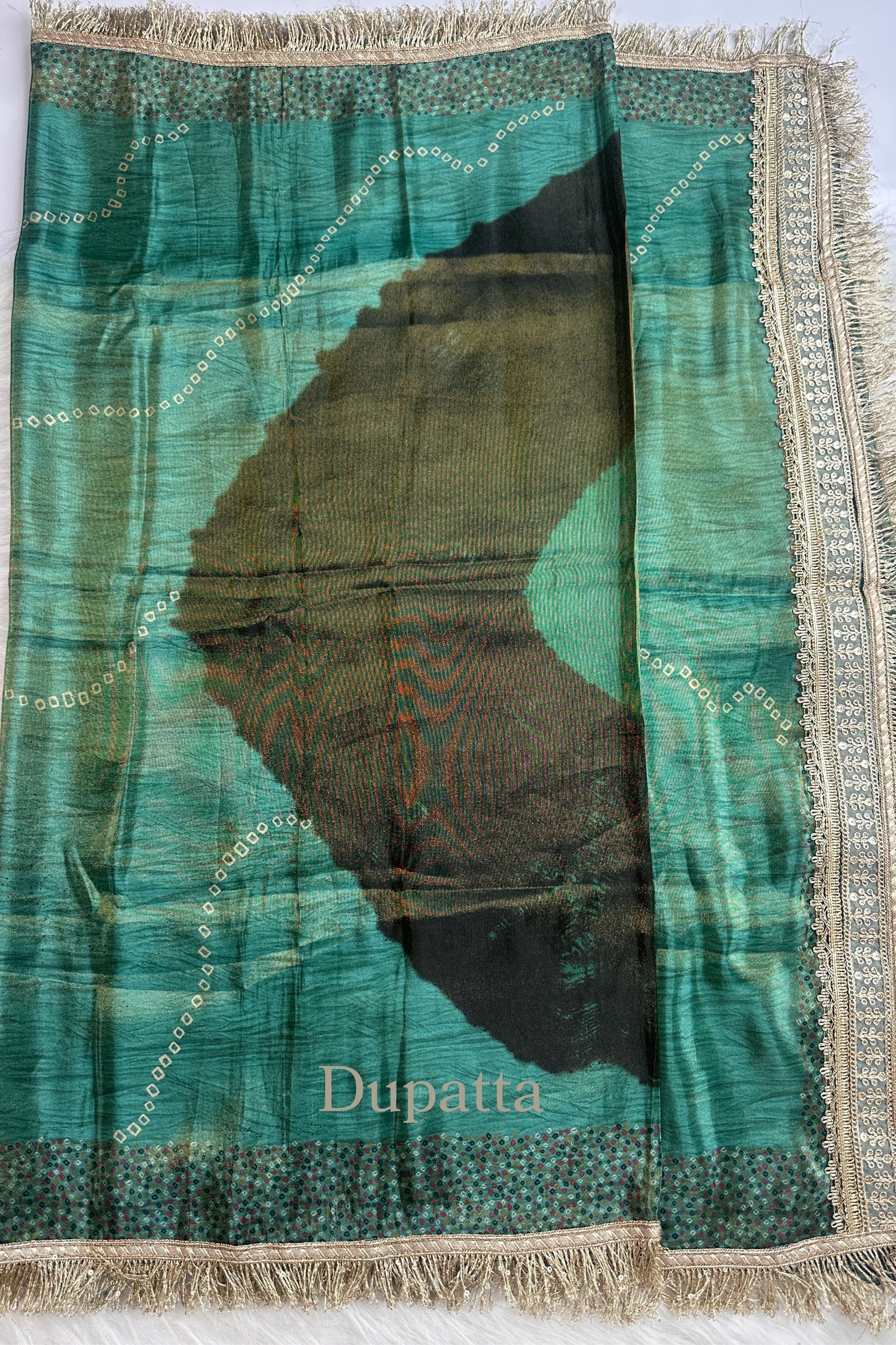 Rama green tissue silk Kiran lace unstitched suit