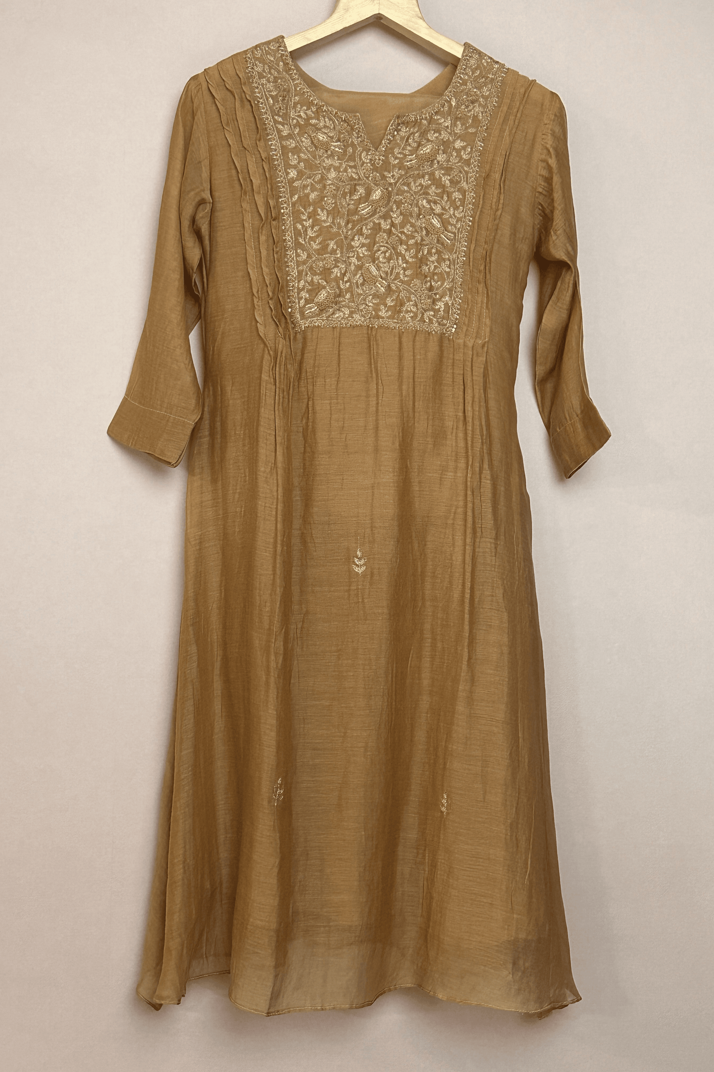 Zardozi embroidered parrot mulchanderi A line suit