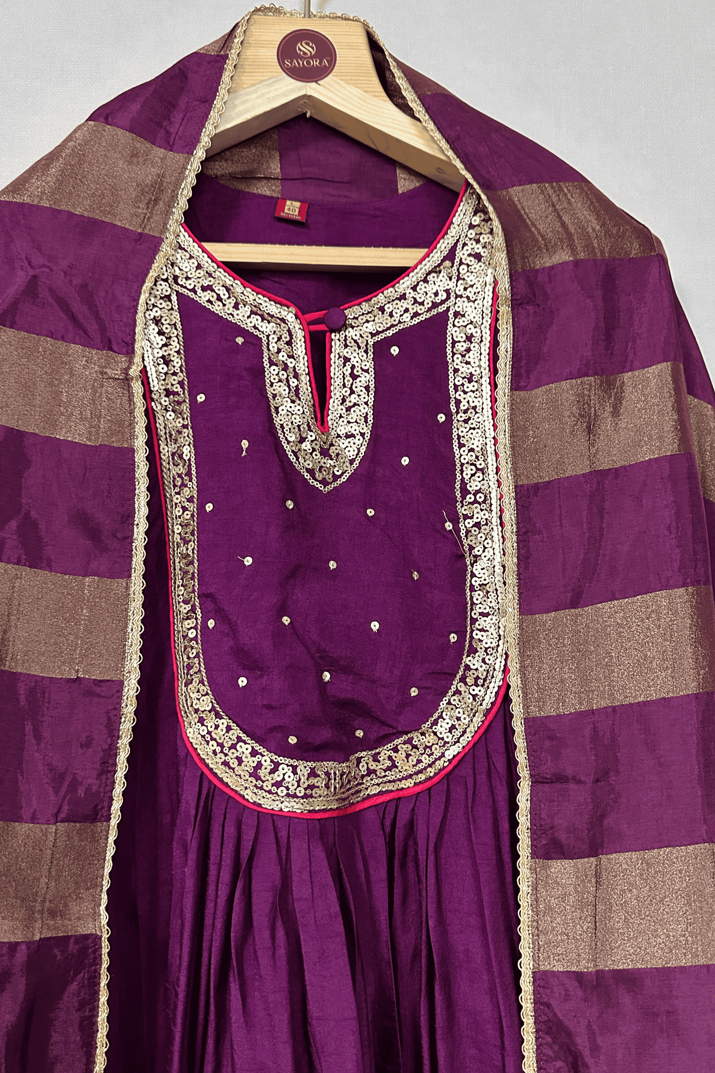 Wine Dola silk suit