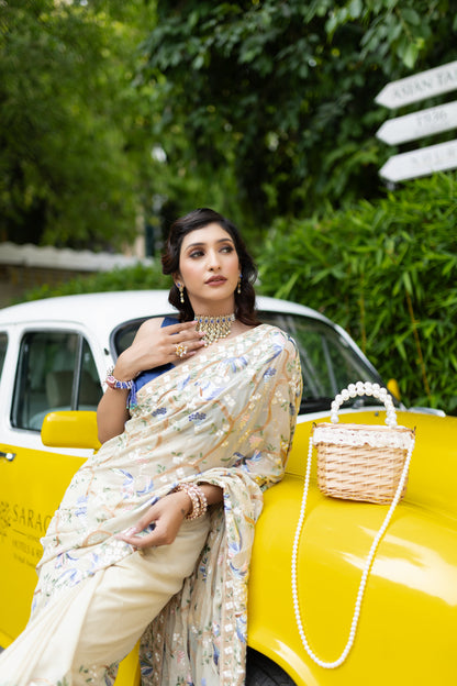 Beige Parsi Gara saree