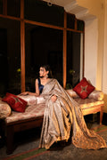 Tussar French Knot And Handblock Saree