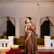 Tussar French Knot Embroidered Golden check Saree