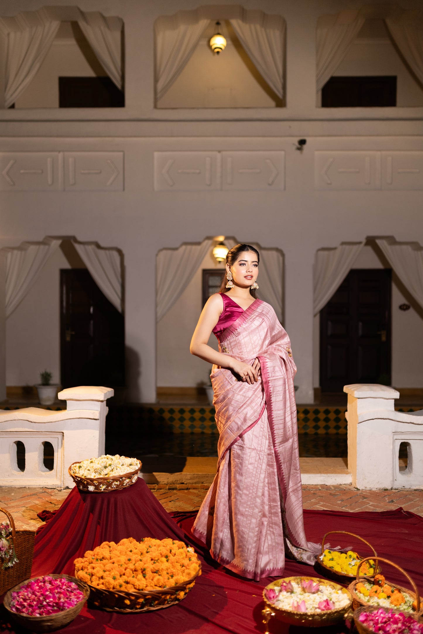Tussar french knot saree