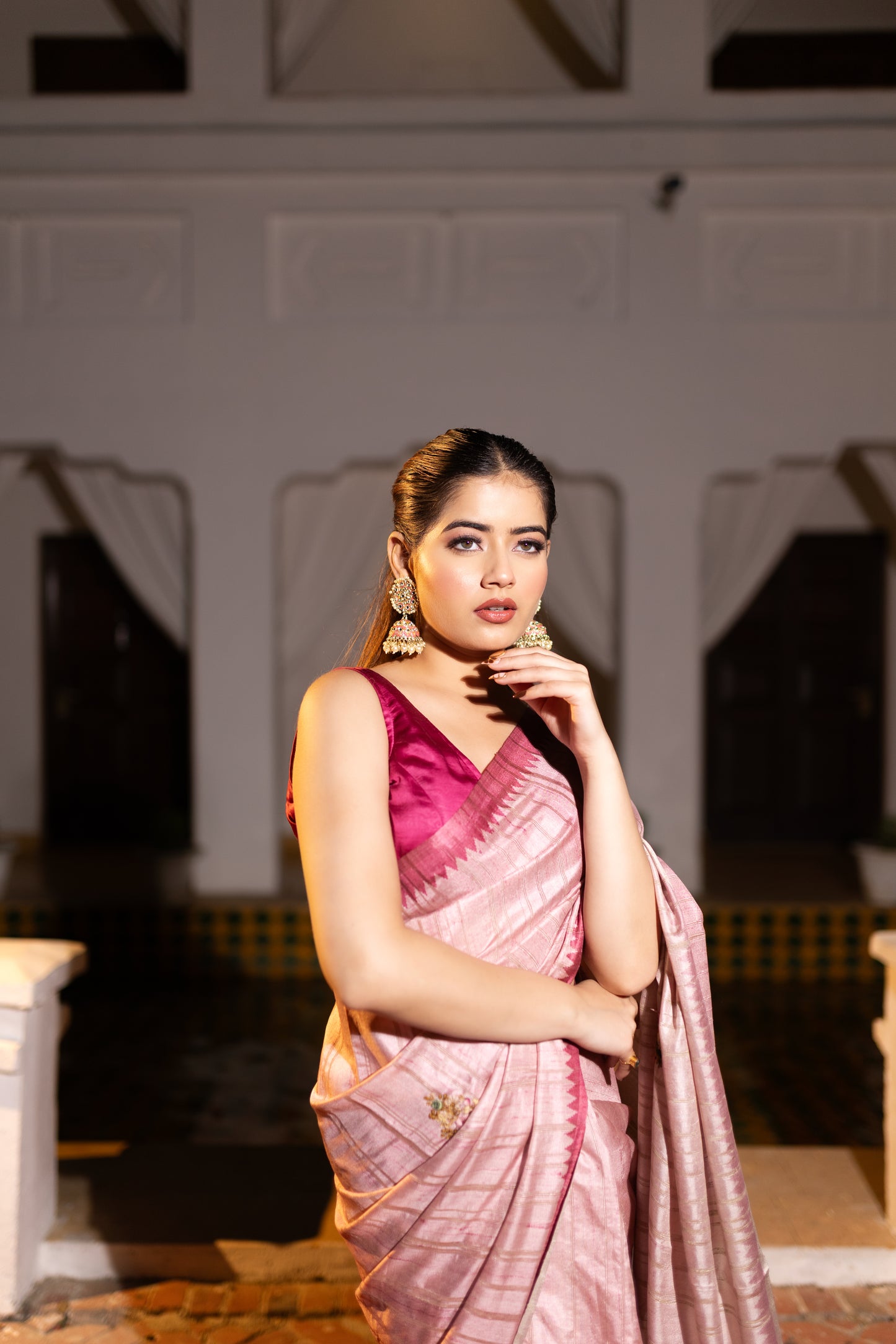 Tussar french knot saree