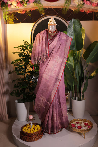 Linen Tissue Embroidered saree