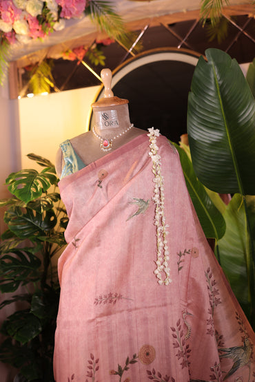 Tussar flamingo saree