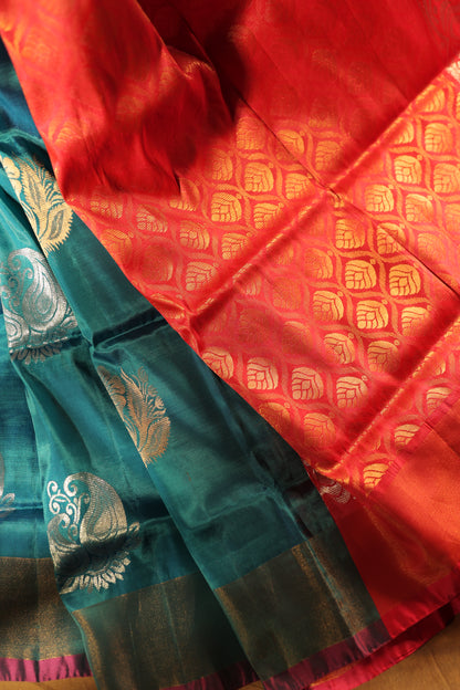 Blue Kanchipuram Silk Zari Border Saree