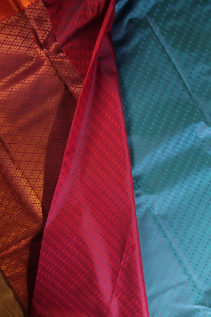 Blue kanchipuram Temple border  Saree