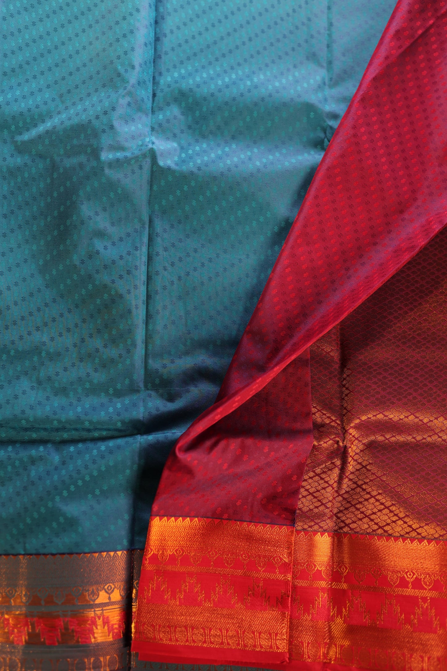 Blue kanchipuram Temple border  Saree