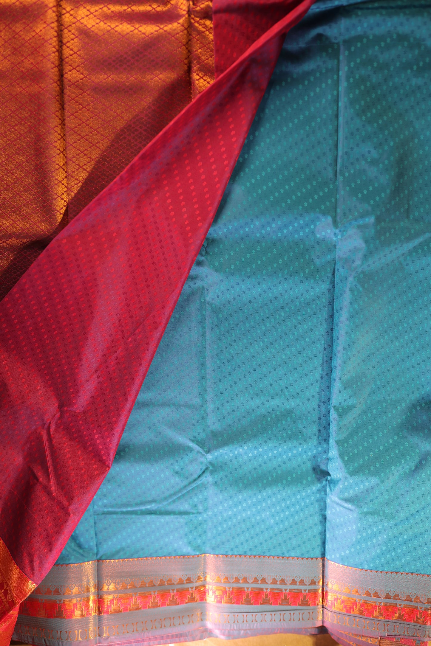 Blue kanchipuram Temple border  Saree