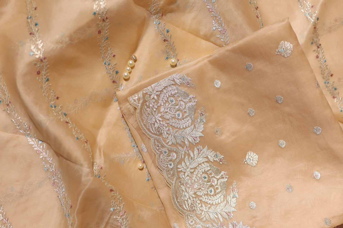 Unstitched organza suit