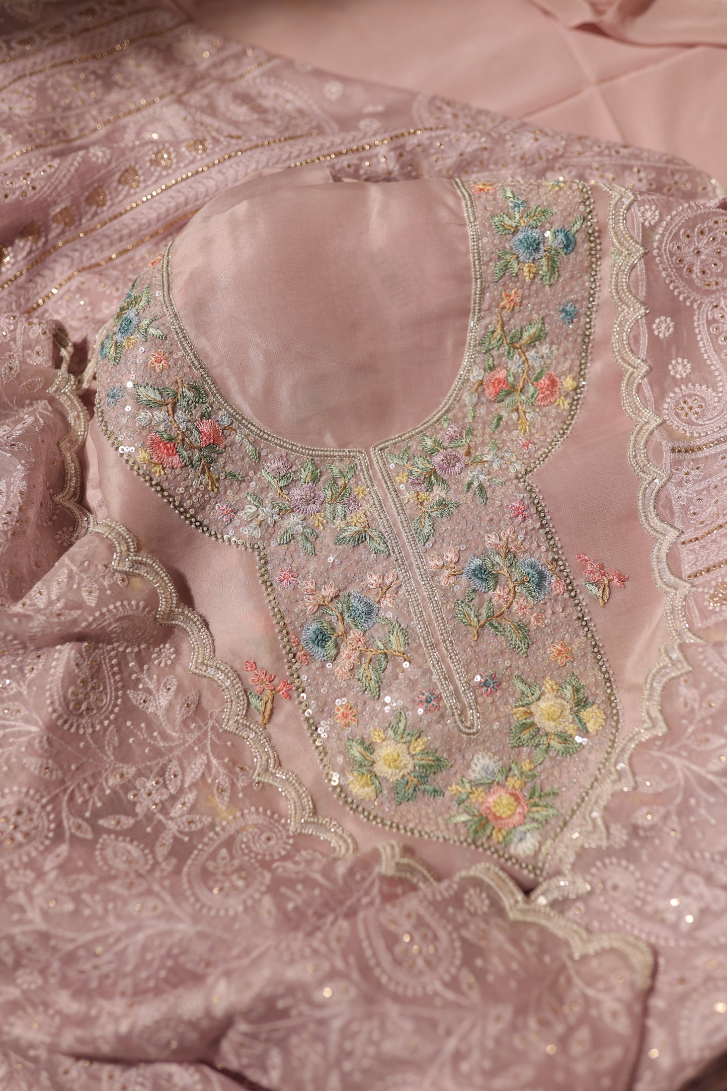 Hand Embroidered Organza Suit