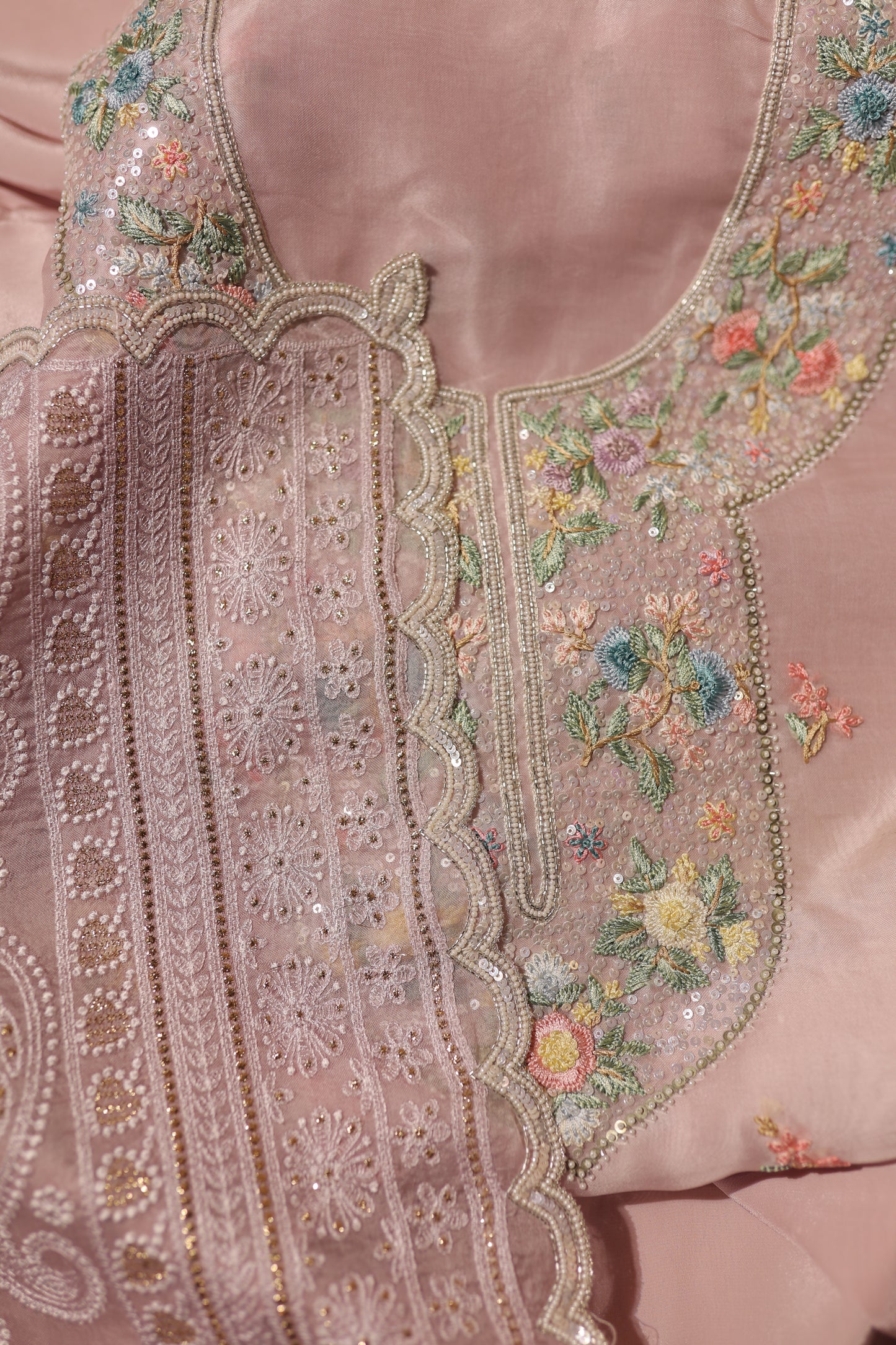 Hand Embroidered Organza Suit