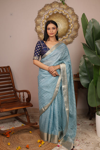 Crepe Viscose Silk Saree With Stitched Embroidered Gharchola Blouse