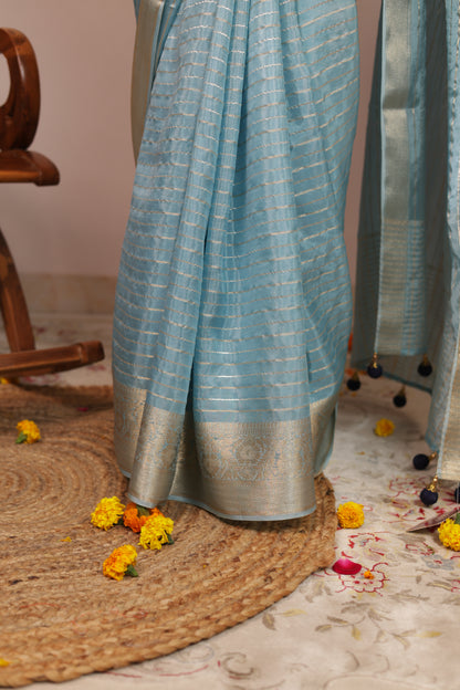 Crepe Viscose Silk Saree With Stitched Embroidered Gharchola Blouse