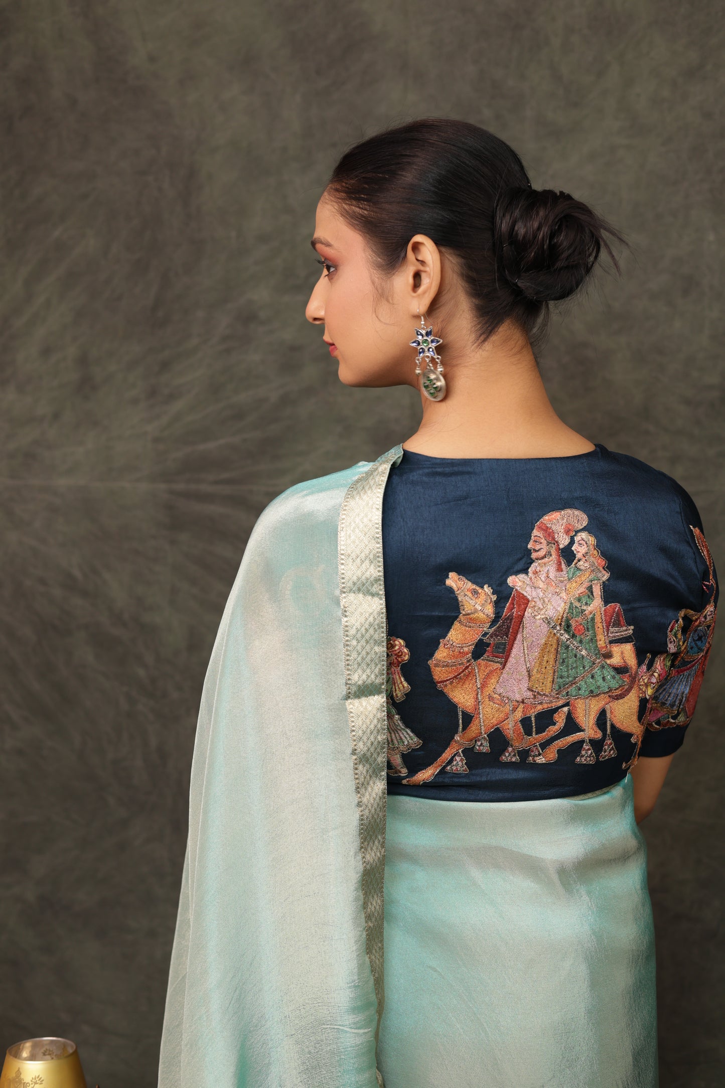 'Shehnai' Silk Saree with Stitched Designer Threadwork Blouse