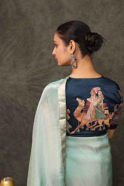 'Shehnai' Silk Saree with Stitched Designer Threadwork Blouse