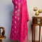 70 gm Chanderi Rani Pink Hand Embroidered  Unstitched Suit Set
