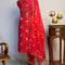 70 gm Chanderi Zardozi Hand Embroidered Red Unstitched Suit Set