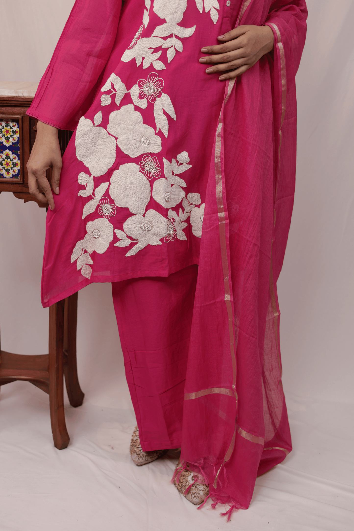 Applique work mulchanderi designer suit