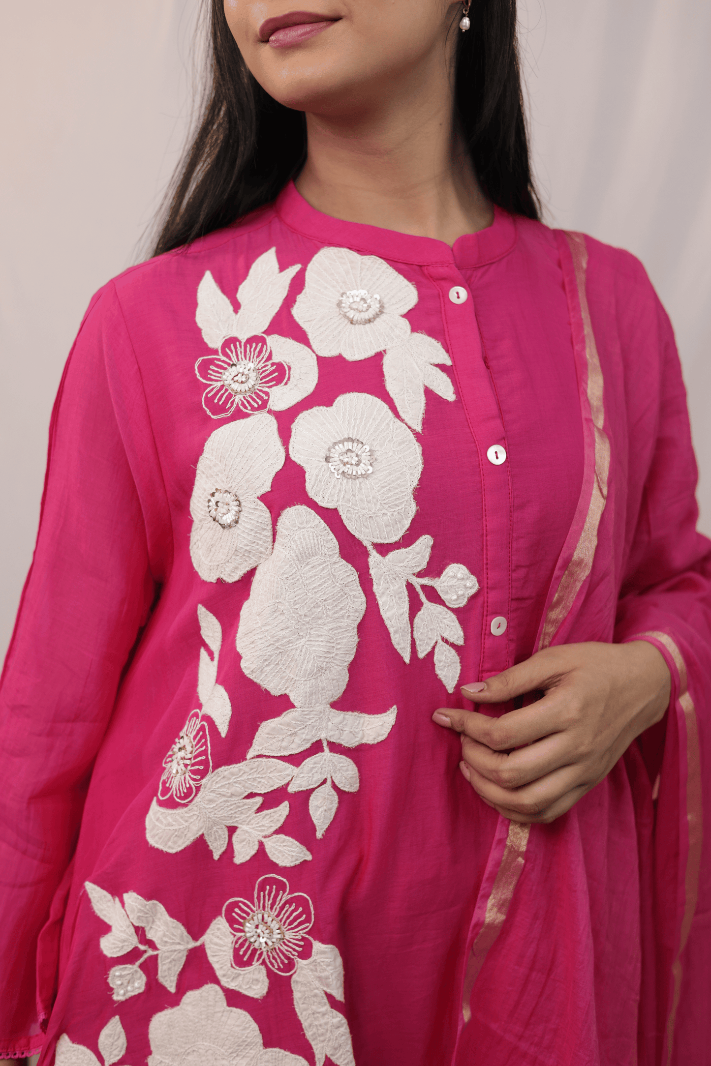 Applique work mulchanderi designer suit