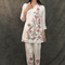 Applique work floral embroidered designer H O silk Co-ord set