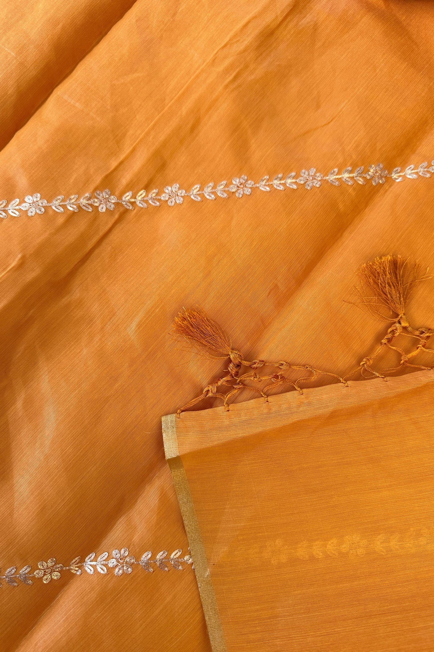 Banarasi Off-White and yellow Zardozi Hand Embroidered Unstitched Suit Set