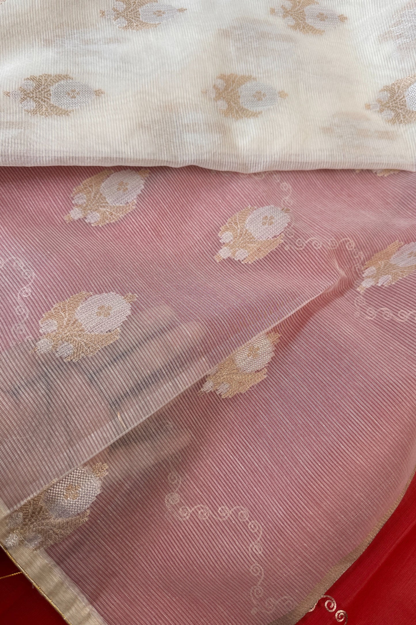 Banarasi Weaved  Zardozi Embroidered Unstitched Suit Set With Pitta Work Dupatta