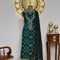 Bandhni Dark Green Silk Unstitched Suit With Thread And Mirror Handwork