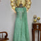 Mint Green Bandhni Silk Unstitched Suit With Thread And Mirror Handwork