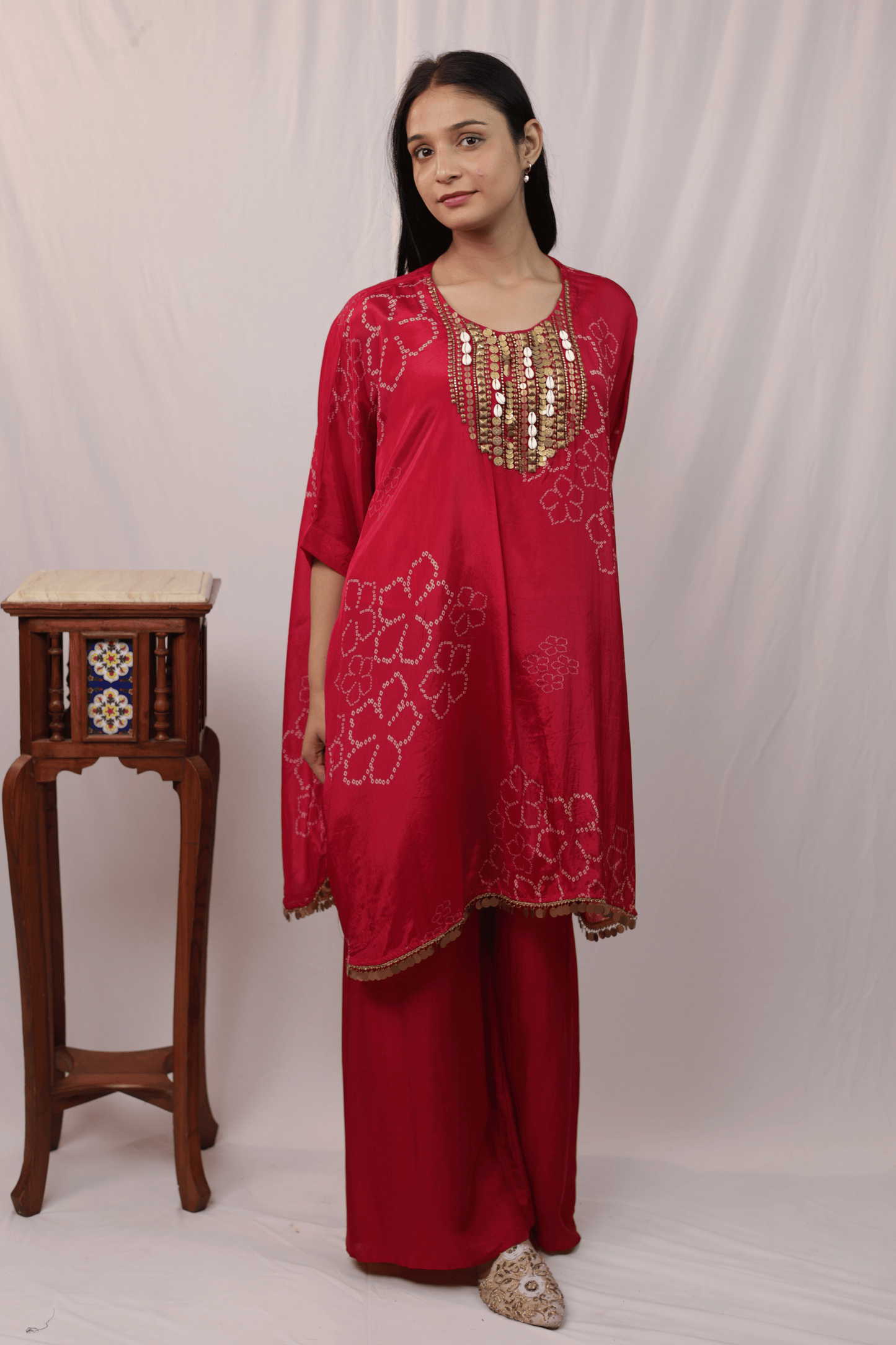 "Banjara" Bandhni Print Cowrie 3pc Kaftan Set