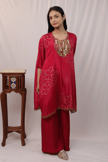 "Banjara" Bandhni Print Cowrie 3pc Kaftan Set