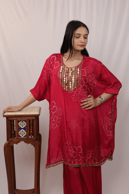 "Banjara" Bandhni Print Cowrie 3pc Kaftan Set