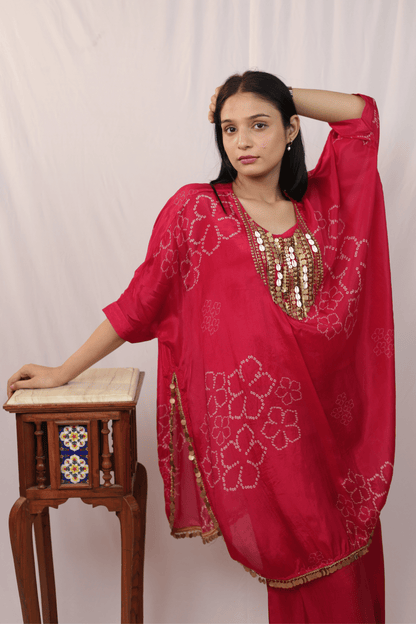 "Banjara" Bandhni Print Cowrie 3pc Kaftan Set