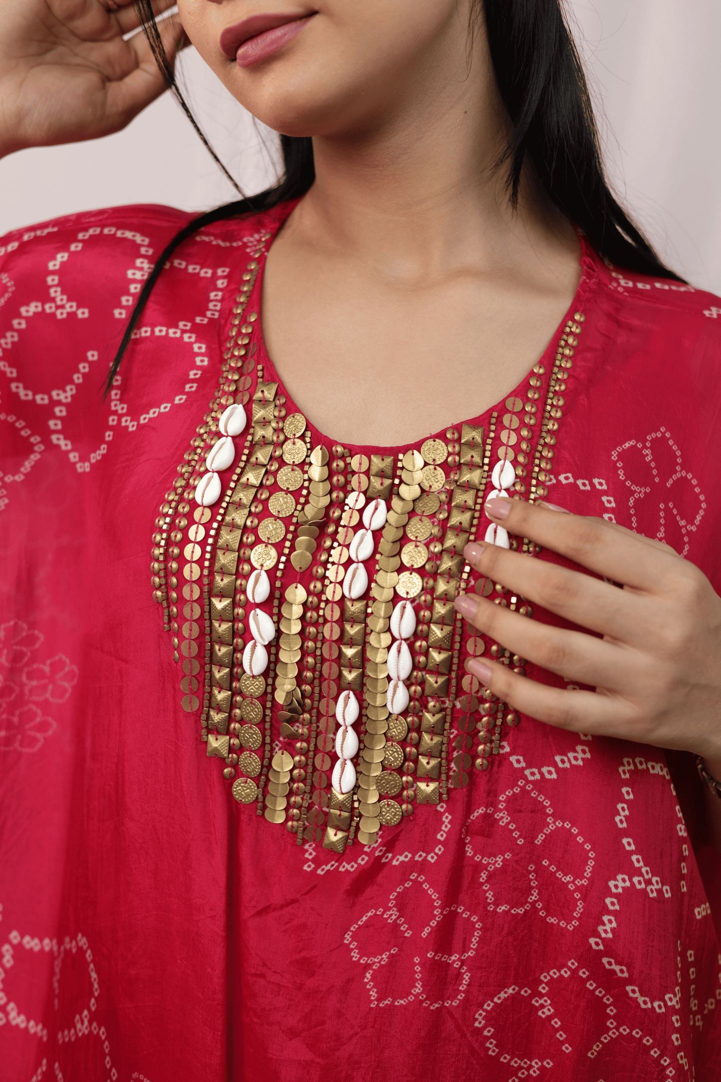"Banjara" Bandhni Print Cowrie 3pc Kaftan Set