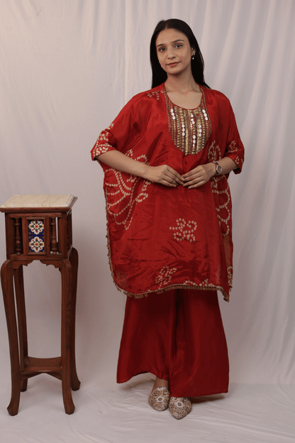 "Banjara" Bandhni Print Cowrie 3pc Kaftan Set