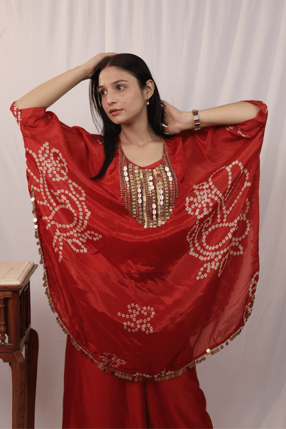 "Banjara" Bandhni Print Cowrie 3pc Kaftan Set